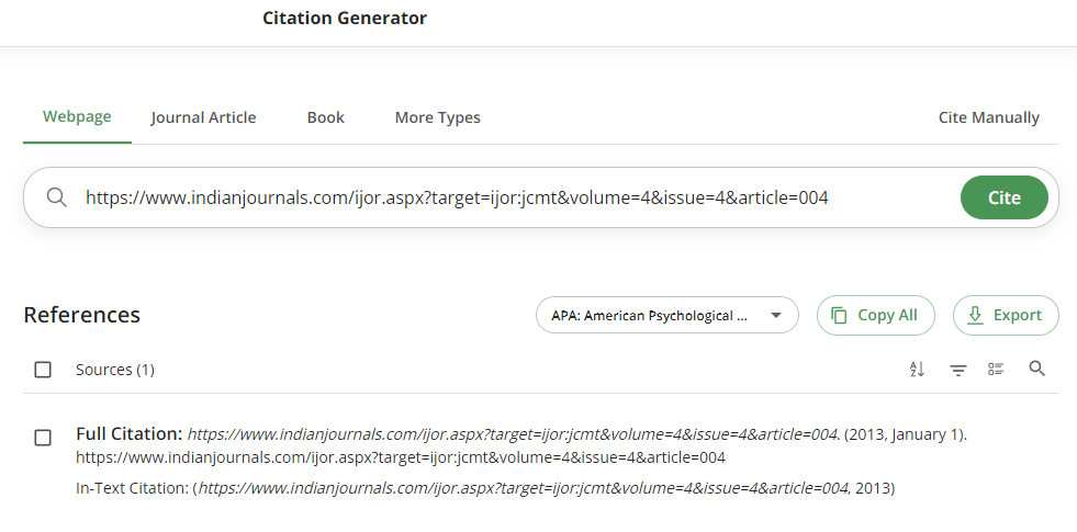 Quillbot's citation generator.